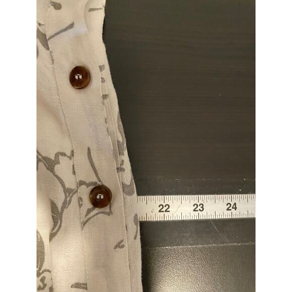 Vintage Laissez Faire Womens Maxi Dress Medium Gray Floral Linen Lagenlook 90s - Picture 5 of 7